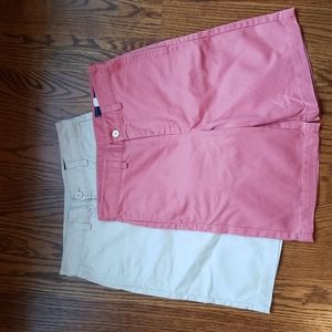 Two pair Boys size 14 Vineyard Vines shorts, one khaki, one Nantucket red